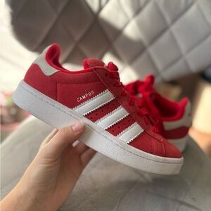 Adidas Red Campus Shoes with White Accents